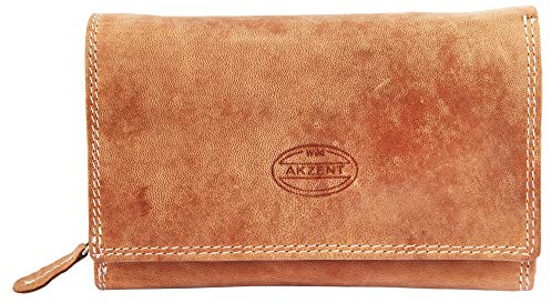 Akzent Wild Damen-Geldbörse Wild Echtleder Braun Format 16x10 cm 3000110-001