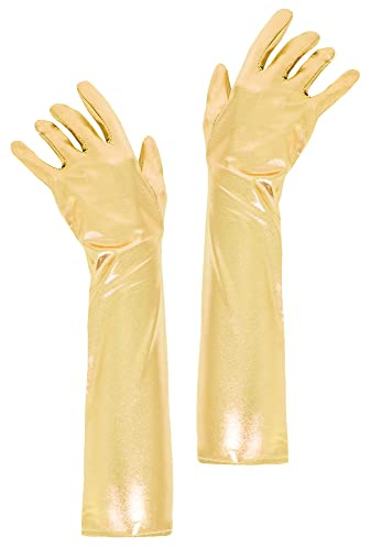 Das Kostümland Metallic Glitzer Handschuhe Shine 40 cm - Zubehör Gloves Prinzessin Show Tänzerin Flapper Girl Diva Abendkleid Kostüm Karneval Junggesellenabschied Mottoparty Tanzshow