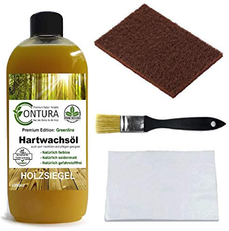 Contura Premium Hartwachsöl SET Holzpflegeöl Hartwachs Holzpflege Holzöl Tisch Arbeitsplatten Möbelöl Holzschutz nachölen auffrischen pflegen Holzpflegeset Pflegemittel
