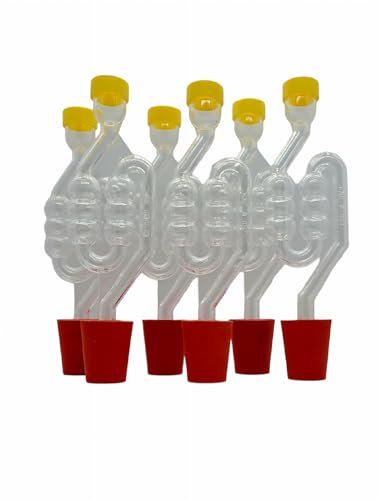 DIAH DO IT AT HOME Fermentation Airlock and Bored Bung Cork Stopper for Glass Demijohn Beer Wine Making (6 x Airlocks [6-Bubble Chambers] + Bungs)