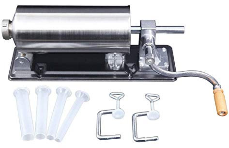 Insaccatrice per Salsicce, Macchina per Salsicce, Manuale, Acciaio Inossidabile Alimentare con 4 Tubi di Plastica (3,6L)