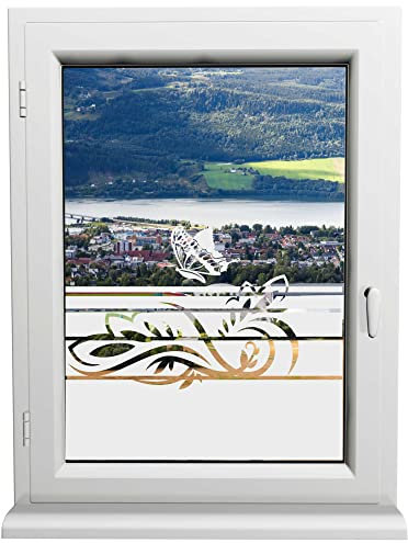 INDIGOS UG - Glasdekorfolie - Schmetterling - Sonnenschutz H50Line - Sichtschutzfolie - Fensterfolie - für die Küche, Bad ans Fenster, Sichtschutz - selbstklebend - matt - für Bad