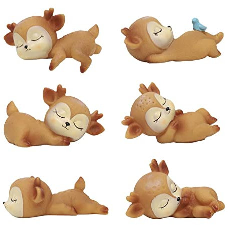 Sharplace 6 Stück Rehkitz Figur Ornamente Miniatur Tierfiguren Party Tischdekoration Niedliche Baby Hirsche Figuren Spielzeug Weihnachten Geburtstag Geschenke