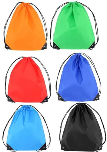 6 Stück 34 x 42cm Stoffrucksack, Polyester Turnsack, 6 Farben Fitness Beutel, Kordelzug Turnbeutel, Wasserdicht Sportbeutel, Drawstring Bag, Kordelzug Turnbeutel, für Damen & Herren Junge