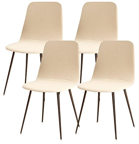 Lydevo Stuhlhussen 4er Esszimmer Strech Stuhlhussen für Esszimmerstühle Universal Waschbar Bezug Stuhlhussen Skandinavisch Stuhlüberzug für Küchenstühle Hotel Bankett,Jacquard#Beige