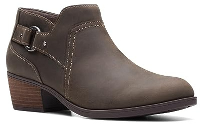 Clarks Women's Charlten Grace Ankle Boot, Taupe Oily Leather, 8 Medium US