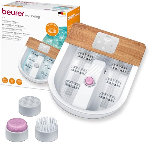 Beurer FB65UK Wellness Foot Spa Powerful 8-Level Water Heater Footbath with Premium Touch Screen 3 Pedicure Attachments Relaxing Bubble andVibration Massage Ambient Lighting with 6 Light Effects