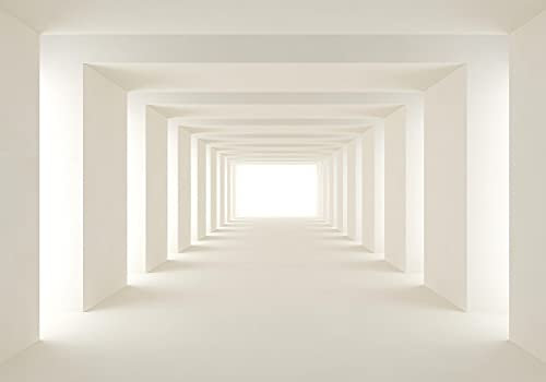 wandmotiv24 Fototapete weißer Tunnel 3D Optik, 200 x 140cm - selbstklebende Strukturtapete, Wanddeko, Wandbild, Wandtapete, Architektur weiß Licht M6701