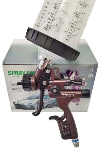 HVLP 6800B sprutpistol 1,3 mm utan tvätt kopp och adapter bilspayer målningsverktyg spray luftfärgspistol luftborste lågt tryck 260 l/min (brun)