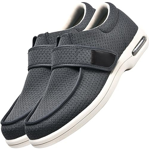 POFH Scarpe Ginnastica a Strappo, Scarpe Sanitarie Uomo, Scarpe Diabetici Uomo, Pantofole Leggere con Strappo Pantofole da Uomo Ortopediche con Supporto (Color : Grey, Size : 46 EU)