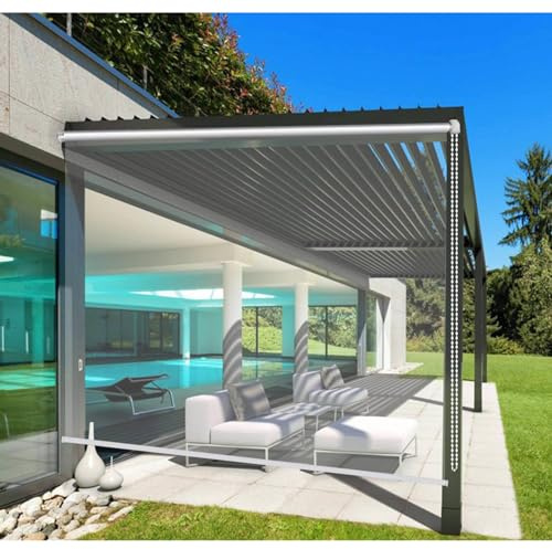 DLLY Durchsichtige Rollos, Große wasserdichte Rollläden, PVC Transparente Rollos Jalousien Für Fenster Und Türen, Außenrollos 0.5mm, Seitenzugrollos, Winddicht/regenfest,WxH-160x200cm/63 * 78.7in