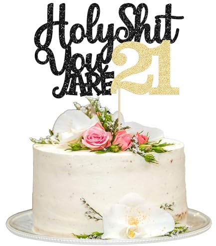 1Pc Happy 21st Birthday Cake Topper Glitter 21 Fabulous Twenty One Cheers to 21 Years Cake Pick for Funny Happy 21st Birthday Party Cake Decorations Supplies