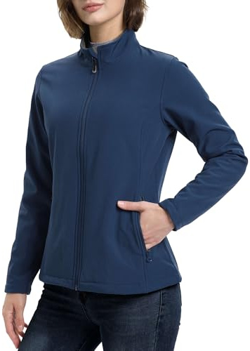 33 000 fot softshell jacka vattentät lätt fleece fodrad övergångsjacka varm vinterjacka andas vindjacka för löpning golf vandring, Mörkblå, XXL