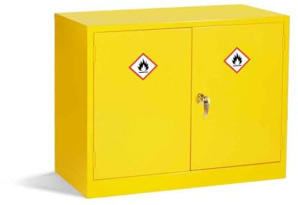 Safe Industrial Dangerous Substance COSHH Cabinet - Flammable Chemical Storage Hi-Vis Yellow with 1 Adjustable Shelf - 610mm High x 915mm W x 381 mm Deep (15 Liters)