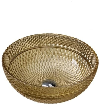 Bathroom Vanity Bathroom Vessel Sink Hotel Art Countertop Sink Round Fashion Wash Basin Tempered Glass Wash Basin Bathroom Accessories (Color : B, Style : Sink only)