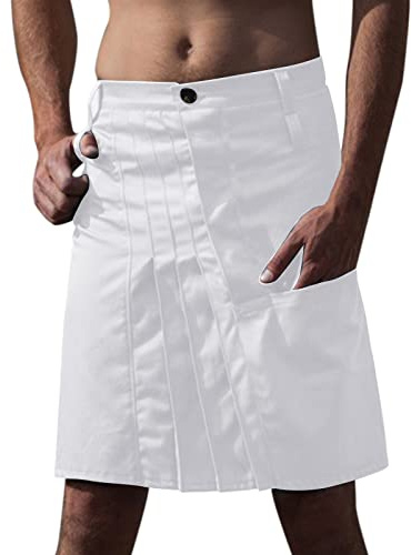 Duohropke Jupe de combat médiévale à carreaux écossais avec poche confortable pour homme