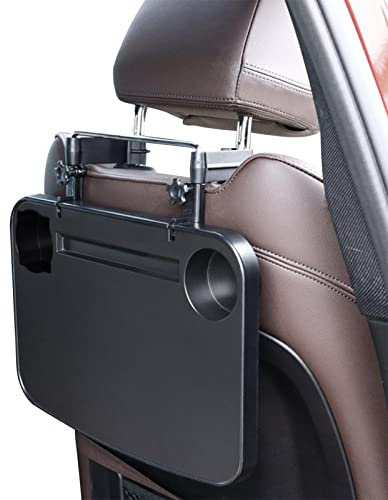 Holdes Car Seat Organiser Car Table, Foldable Back Seat Headrest Tray With Hook, Laptop Car Desk Car Seat Travel Tray Table Car Food Trays For Adults Driver Car Desk, 35.5x27.5 CM