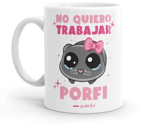 Puterful - Taza Meme Hámster Coquette - No quiero trabajar - Taza original para café - Resistente al microondas y lavavajillas