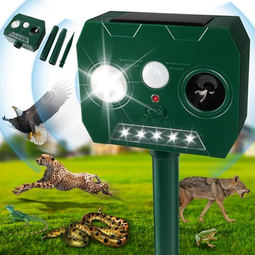Cat Repellent Ultrasonic Cat Repellent for Gardens UK Solar Cat Repellent with Pir Motion Sensor Flash Waterproof Outdoor Animal Cat Deterrent for Garden Yard Farm Squirrels Cats Dogs Rats Fox