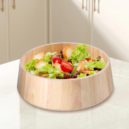 Xnqelerate Obstschale, Bambus Schüsseln, Runde Servierschale für Obst oder Salate, Mit Füßen, 36 cm große Schüssel aus Naturholz, Deko Holzschüssel Obstschalen-Anzeigenschüssel für Home, Küche