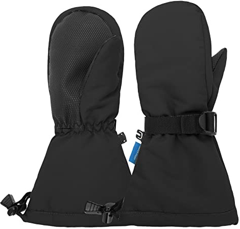 Durio Fäustlinge Kinder Wasserdicht Unisex Baby Handschuhe Kinder Kleinkinder Fäustlinge Skihandschuhe Winter Jungen Mädchen Handschuhe Verstellbaren Bündchen Wintersport Schwarz 2-4 Jahre