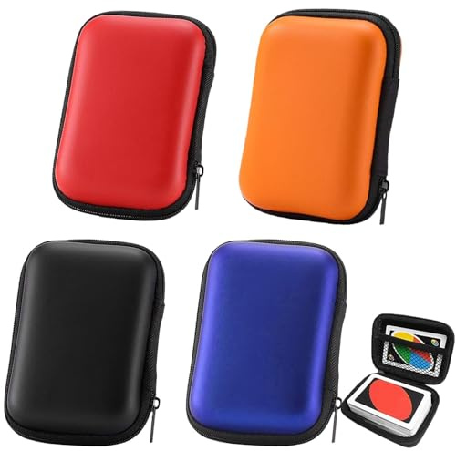 4 Stück Spielkarten-Box, Aufbewahrungsbox für UNO, Skyjo, Phase 10 und Cabo (Rot, Orange, Schwarz, Blau)