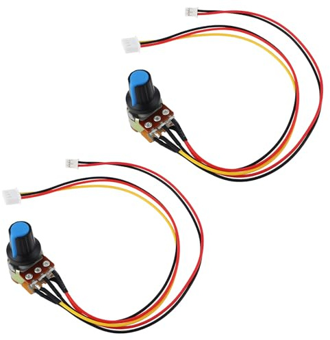 VGOL Potenziometro Rotativo Lineare Conico Da 10K OHM 2 Pezzi 5 Fili Con Connettore XH2.54 A 2 Pin E 3 Pin Tappo Coprimanopola Nero.