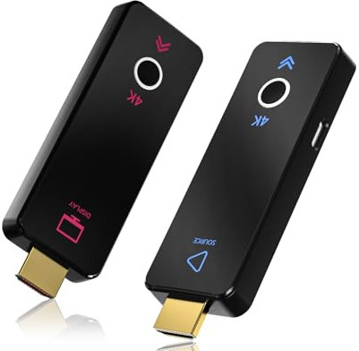 Trådlös HDMI-sändare och mottagare 50M, 5G Plug & Play, bärbar trådlös HDMI-förlängarsats för 4K@30Hz ingång 1080P-utgång, för strömning av video och ljud till bildskärmen i laptop/TV-box/PC