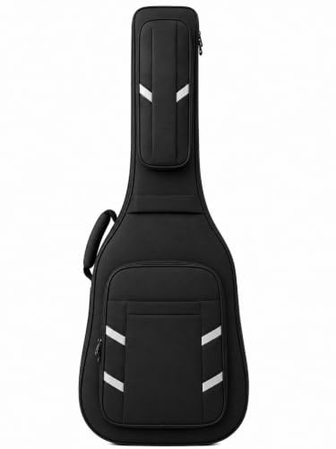 Generisch E-Gitarre Tasche Gigbag Case mit 25mm Polsterung – Rucksackfunktion, Zubehörfächer, wasserabweisend – Gitarrentasche für E-Gitarre aus Nylon 600D in Schwarz – NEU & TOP Qualität