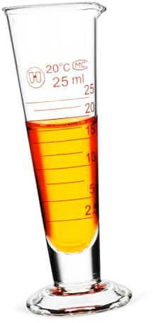 OFFSCH Vaso Medidor De Laboratorio 25 Ml De Vidrio Transparente, Graduado Cónico Para Medición Precisa, Herramienta Multifuncional Para Cocina y Repostería, Unidad Individual