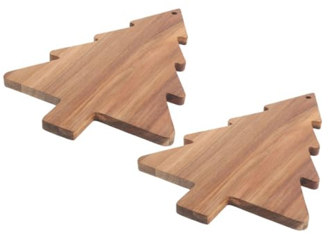 SMASOLO 2 Piezas Tabla de Cortar y Servir Madera Diseño Árbol Navidad para Sushi Frutas Snacks y Bandeja Merienda Navideña Creativa Decorativa