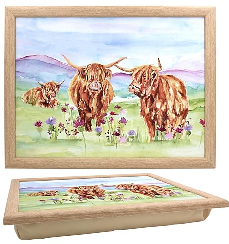 The Leonardo Collection Jennifer Rose Gallery Highland Cow Laptray | Elegant Artwork, Bean Bag Cushion Base, Stable Platform, Versatile Everyday Use, Portable Convenience, Decorative Accent
