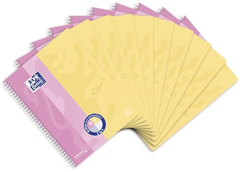 Oxford Touch Collegeblock Duo A4 kariert und liniert, 160 Seiten, pastell rosa-gelb, 10 Stück
