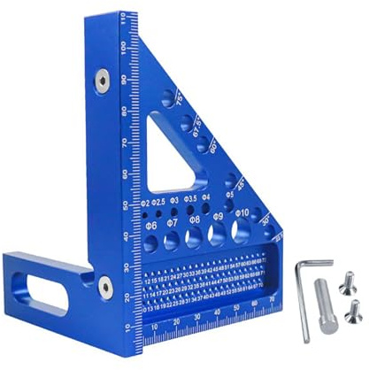 siduytin High Precision Engineer Layout Measuring Tool Measures Angles With 3D Multi Angle Ruler And Woodworking Square Protractor Triangle Ruler Carpenter Craftsmen Engineering, Blue, 79x85x112mm