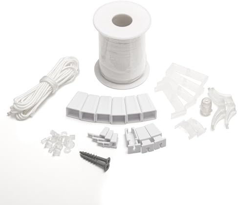 Honeycomb Shade Restring Kit, Cellular Blinds Repair Kit Compatible with Hunter Douglas/Turnils/Alta/Comfortex, Fits for Honeycomb/Cellular Shades, Includes Cord & Hardware (White)