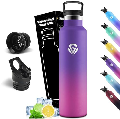 Mulbijeo Botella Agua Acero Inoxidable, 1000 ML Reutilizable Sin BPA, Botella Agua Termica, Botella Agua, Aislamiento Al Vacío de Doble Pared, Termos, Cantimplora para Adultos, Deporte