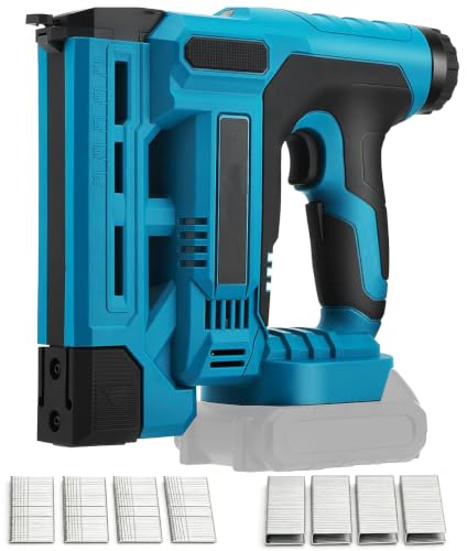 Cordless Nail Gun for Makita 18V Battery, 2 in 1 Brad Nailer with 1000 Nails and 1000 Staples, 6-Speed Adjustable Brushless Electric Stapler Gun for DIY, Furniture, Woodworking(Battery not Included)