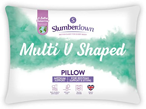 Slumberdown Pregnancy V Pillow with Pillowcase - Orthopedic Support for Maternity, Reading & Sitting Up in Bed | UK-Made, Non-Allergenic Cover & Washable (84 x 35cm)
