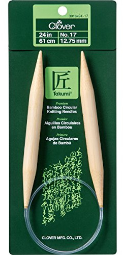 Clover 3016/24-17 No.17 Bamboo Circular Knitting Needles, 24