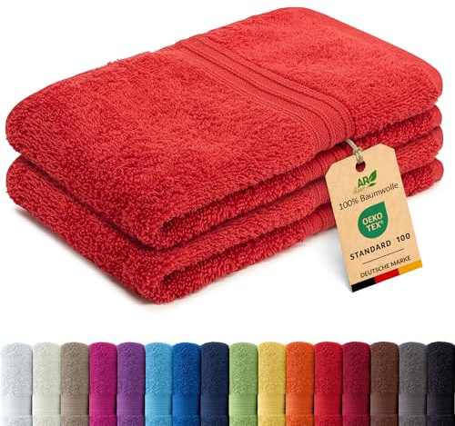 AR Line Arizona 2er Set Gästetuch 30x50 cm – 100% Baumwolle, 500 g/m², weich & saugstark, in Farbe: Rot