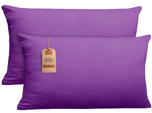 NatureMark 2er Set Jersey Kissenbezüge – Elastisch, weich, atmungsaktiv und hautfreundlich – Waschbare Kissenhülle - 40x80 – Lila