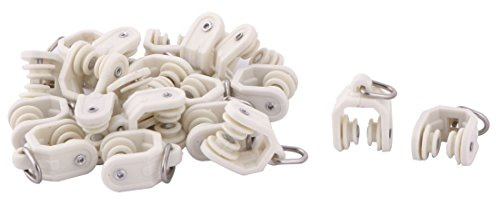 sourcing map 20Stk Gardinenröllchen Gardinenhaken Vorhangschiene Wohnheim Kunststoff Doppelrad Vorhang 15mm Länge