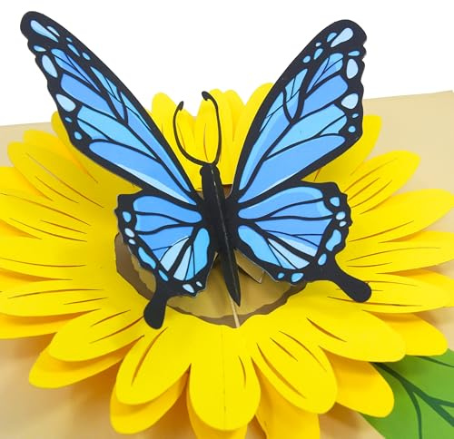 PopLife Cards Farfalla blu e girasole pop-up carta - tutte le occasioni