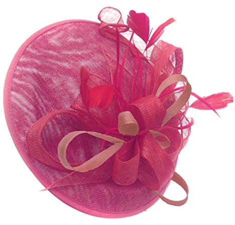 Caprilite Fuchsia and Dusty Pink Sinamay Big Disc Saucer Fascinator Hat for Women Weddings Headband