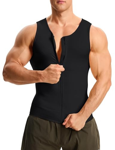 Junlan Maglietta Compressione Uomo Canotta Contenitiva Snellente Intimo Modellante Dimagrante Canotte Sportivo Fitness Canottiera Magliette (L, Nero)
