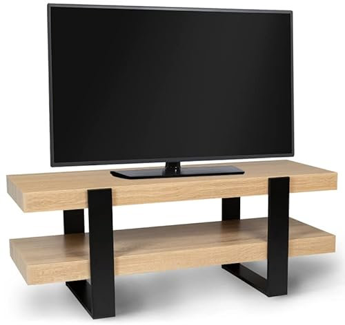 IDMarket - Meuble TV 114 cm Double Plateau Phoenix Bois et Noir