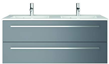 Sieper I Libato Meuble sous-vasque 120 x 50 cm avec double vasque, meuble de salle de bain, gris arctique