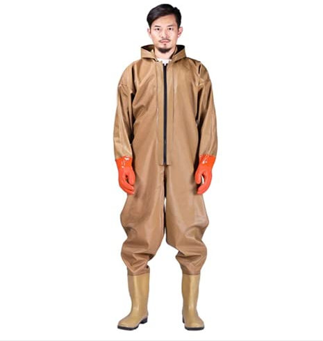 QTDZ Ganze Körper Waten Hosen mit Kapuze Overalls Angeln Kleidung Anti-Tragen wasserdichte Jagd Waders Hosen 37-47 Gummi Stiefel Männer Frauen Anglerhose,B,46 EU