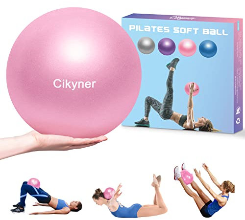 Cikyner Gymnastikball Klein, 23-25 cm Soft Pilates Ball mit aufblasbarem Strohhalm für Pilates, Yoga, Ganzkörpertraining, Verbesserung des Gleichgewichts zu Hause im Fitnessstudio und im Büro