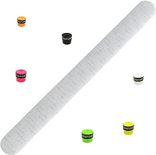 Protector Pala de Padel Transparente y overgrip Negro Perforado | Autoadhesivo | Evita Golpes y Rayaduras, Tecnología de Absorción de Impactos | Pro Elite | 36,2cm x 5,3cm x 0,6cm